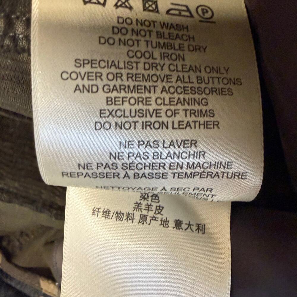 Burberry Brit Corduroy Pencil Skirt Size 2 Olive Green Leather Trim Zip Pockets - Picture 10 of 11